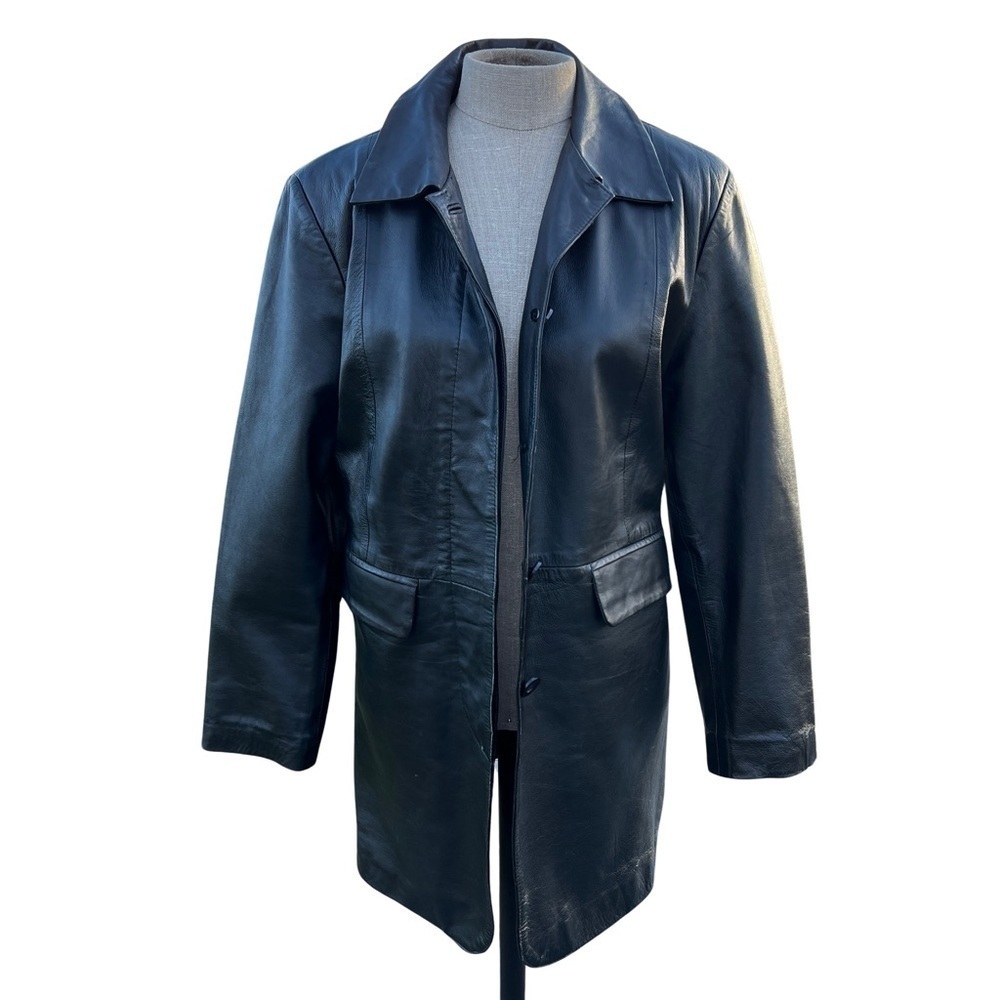 Vintage 90s Black Leather Blazer Jacket